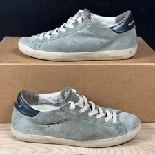 Golden Goose Super Star Shoes Womens Size 5 Light Green White Suede Made Italy