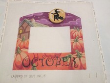 OCTOBER/HALLOWEEN PICTURE FRAME-LABORS OF LOVE-HP NEEDLEPOINT CANVAS-EMBELLISHME