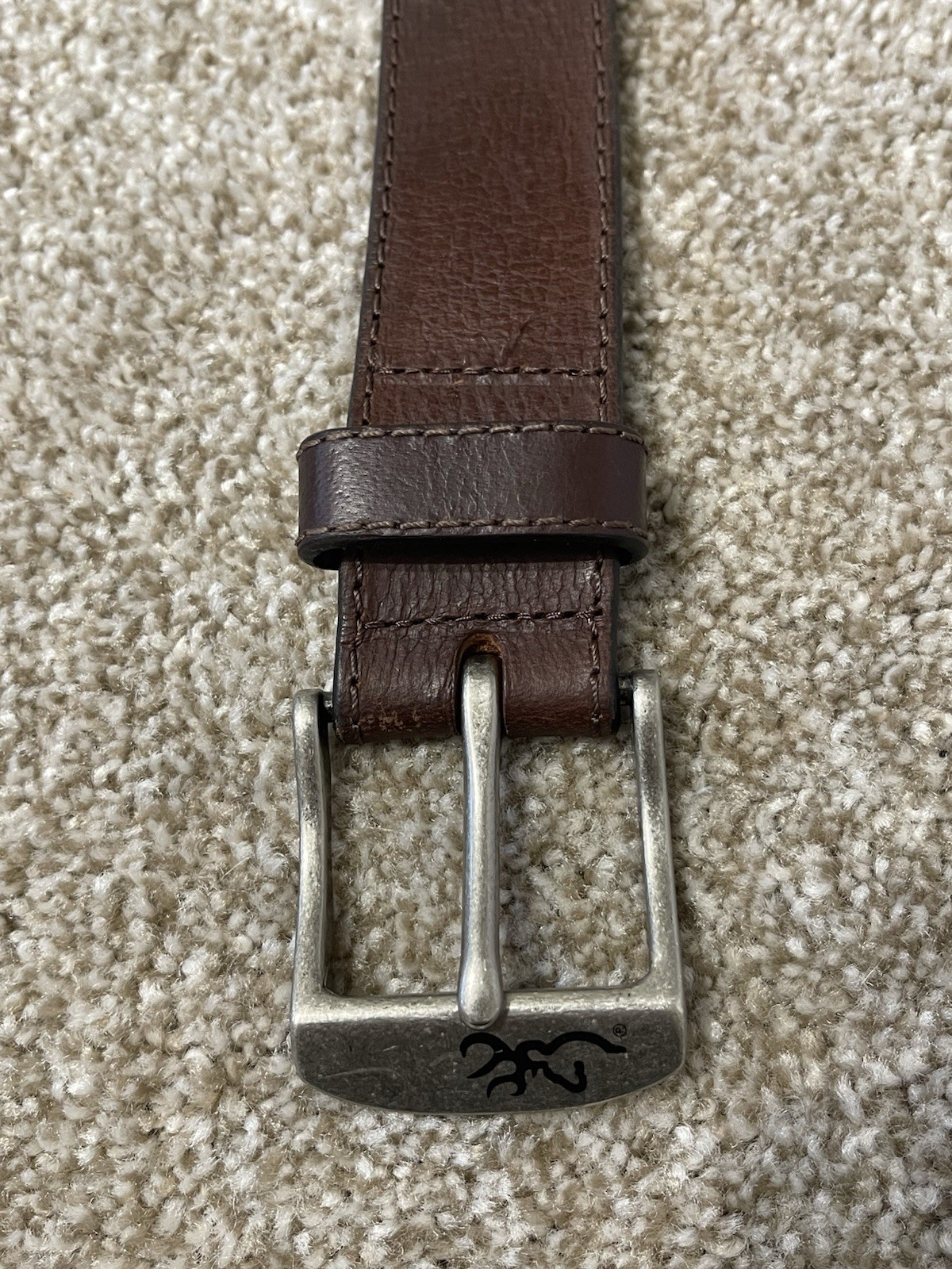 Browning Basic Buckmark Brown Leather Belt Size 44 - image 8