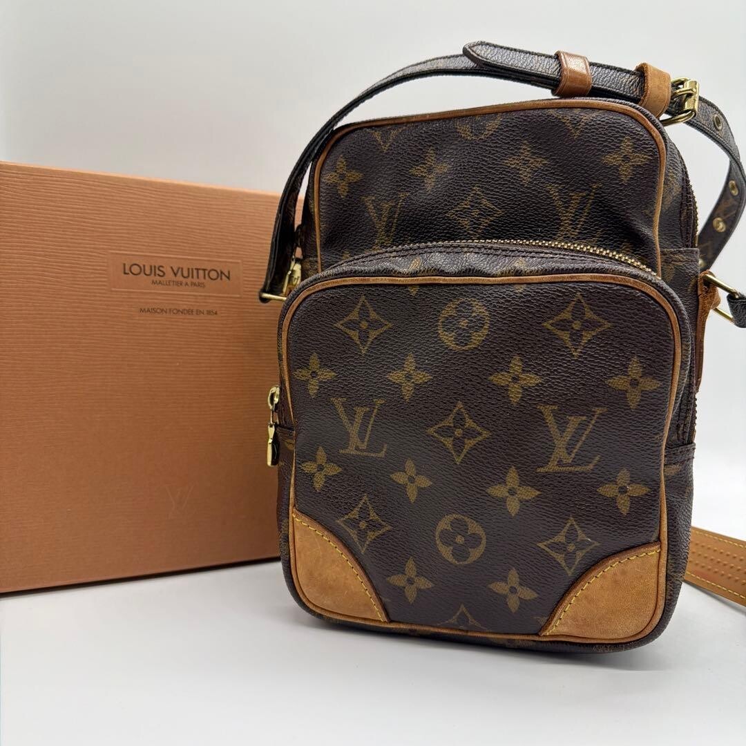 Louis Vuitton Monogram Amazon Brown Canvas Leather Shoulder Bag Authentic