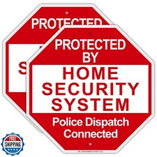 Protected By Home Security System Signs-2Pack, 10"x10" Aluminum H