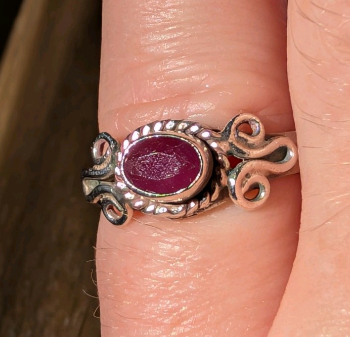 Ruby Sterling Silver Ring Size 6 - image 2