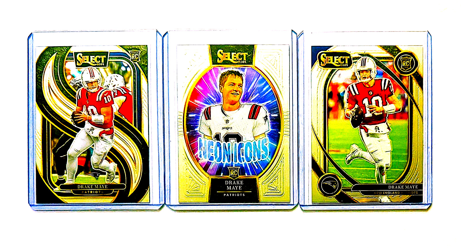 2024 Panini Select Drake Maye Premier Level #113 NEON ICONS #15 Club Level #218