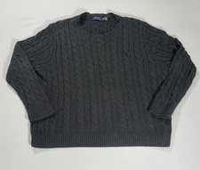 Polo Ralph Lauren Cable Knit Sweater Gray XXL Pony Preppy Classic Cotton