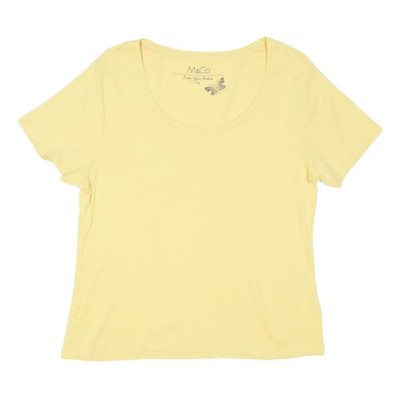 M&CO Damen Gelb Baumwollmix Basic Top Kurzarm Rundhalsausschnitt UK 18