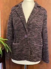 M&S Women's Boucle Fabric Jacket Size 16 Grape Mix Purple Smart Casual Work