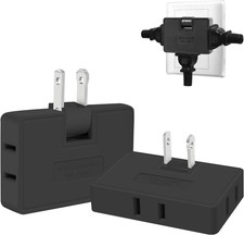 3 Way Flat Wall Outlet Extender Adapter- 2 Pack 180 Degrees Rotatable Flat Plug