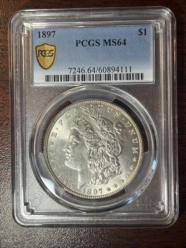 1897 Morgan Silver Dollar PCGS MS 64 $1 Nice Toning