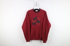 Vintage 90s Streetwear Womens Large Faded Nature Sequin Butterfly Sweatshirt Red