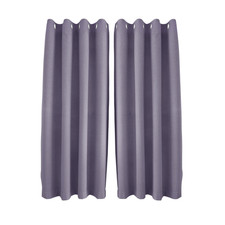 Purple Mauve Linen Blackout Eyelet Curtains - 46x54 Inch Drop  2 Panel