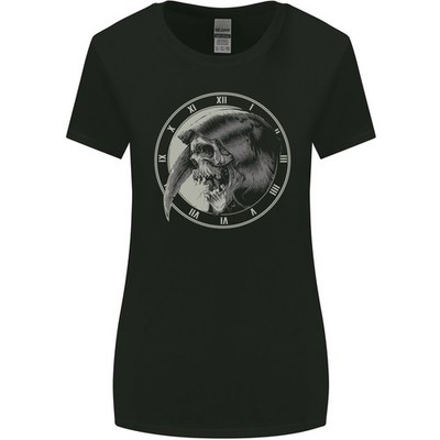 Grim Reaper Uhr Schädel Biker Gothic Dämon Damen Weit Geschnittenes T-Shirt