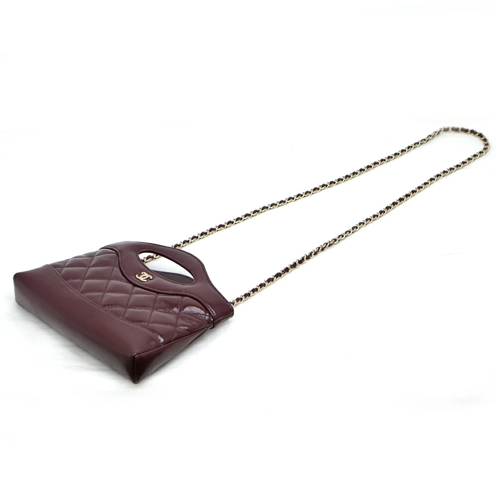 AUTH CHANEL 31 MINI SHOULDER BAG AP3656 COCO MARK LEATHER BORDEAUX