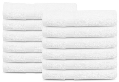 Bath Towels White 20x40 Inch Cotton Blend Terry GOLD TEXTILES Inches