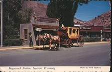 Stagecoach Station with Horse-Drawn Carriage,Jackson,WY Teton County Postcard