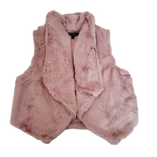 My Michelle Girls Kids Faux Fur Pink Fuzzy Drape Neck Vest Size Large/Size 14