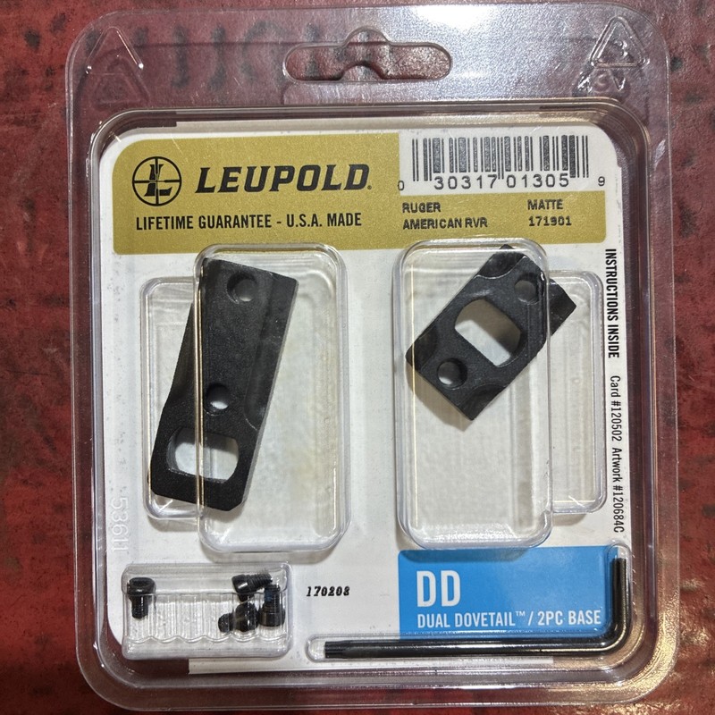 Leupold 171901 2Piece Dual Dovetail Scope Base, Ruger Rifle,Long/Short Act,Black