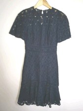 Forever New Dark  Blue  Floral  Lace Fully Lined Party Cocktail Dress Size 6 EUC