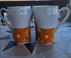 Vintage Daisy Coffee Mugs Yellow & Orange Green 1970's Flower Set of 4 — photo 5