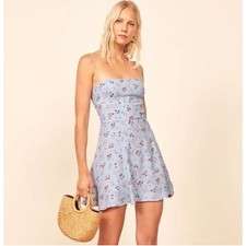 Reformation 6 blue floral Sarah spaghetti strap mini dress
