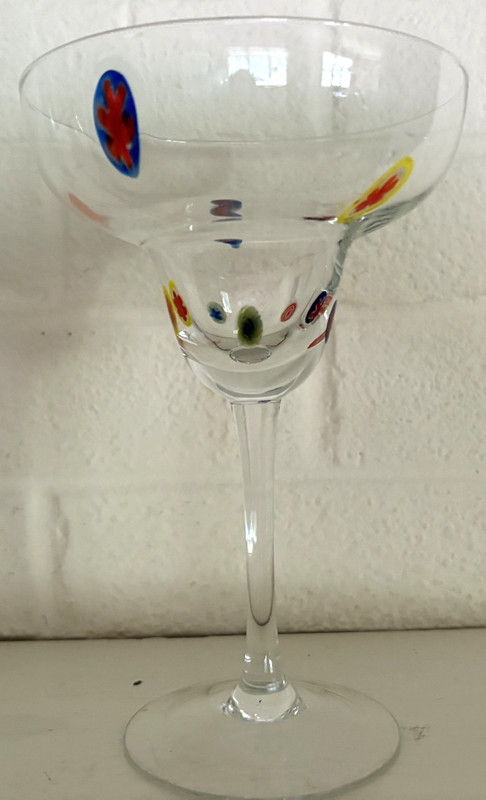 One Millefiori Margarita Glass, 12 oz.,, 7" Tall x 4 3/4 " W
