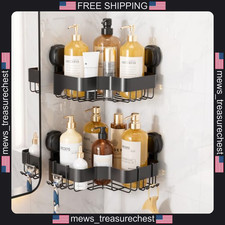 Shower Caddy Suction Cup Organizer with Hooks, Rust-Resistant, 2-Pack