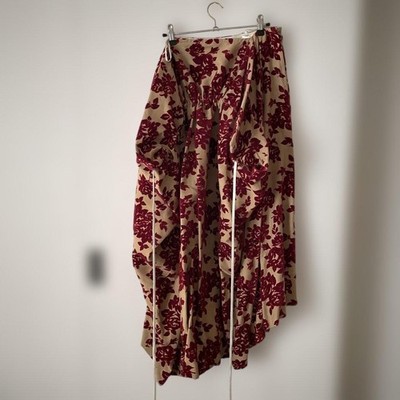 Comme des Garcons AD1996 Flocked Rose Print Asymmetric Skirt M