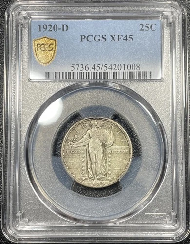 1920-D Standing Liberty Quarter 25c PCGS XF45 Perfect Extra Fine Example