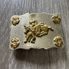 Early Vintage Ricardo Belt Buckle | Hand-carved, Silver Nickel & Brass