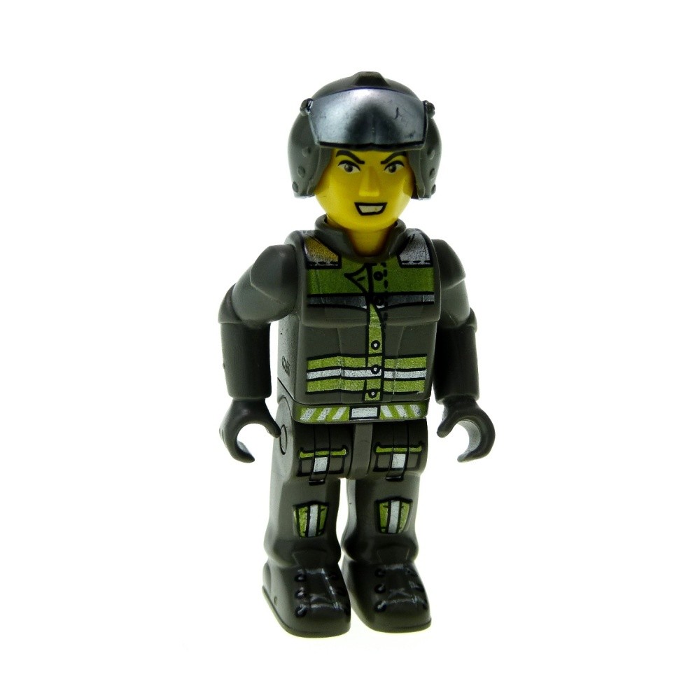 1x Lego Figure 4 Juniors Jack Stone Man Res-Q Police Gray 4607 js018