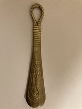 Brass Vintage Shoehorn With Dolphin On One Side Shark In The Other 8.5  