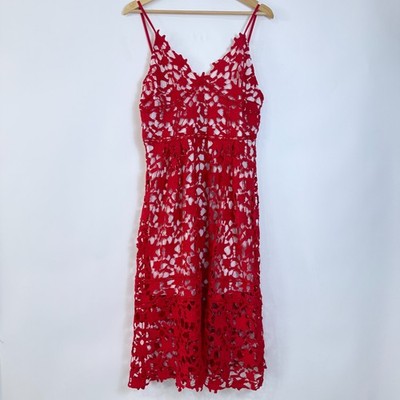 chinese dress ladies Red Lace Overlay Qipao Dress - Cheongsam main image 1