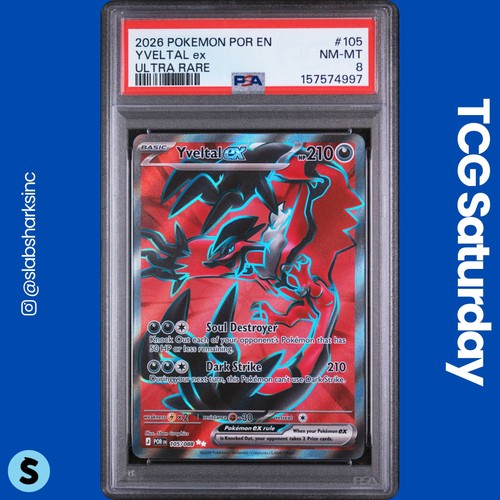2026 POKEMON PERFECT ORDER #105/088 YVELTAL EX FULL ART PSA 8