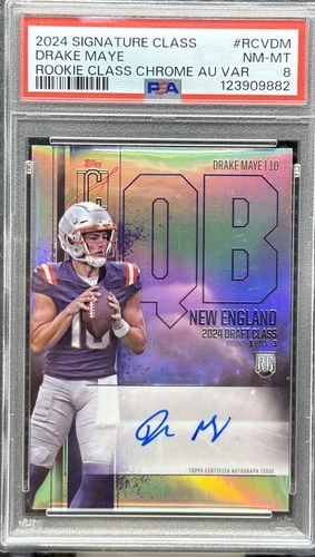 2024 Topps Signature Class Drake Maye Rookie Chrome Auto Refractor #RCV-DM PSA 8