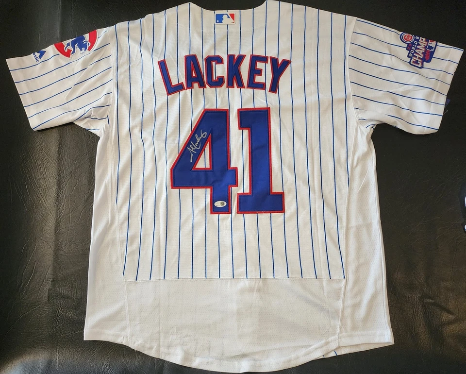 JOHN LACKEY Autographed 2016 World Series Chicago Cubs Home Jersey JSA Witnessed - Image 3 of 4