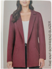 NWT Matty M Women's Knit Boyfriend Blazer Cardigan Rosewood Size S 60 FLB201