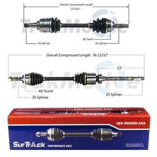 SurTrack Pair Set of 2 Front CV Axle Shafts For Toyota Matrix Vibe AWD 2003-06