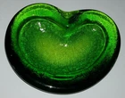 Vtg BLENKO Art Glass BOWL kidney shaped Ashtray real green blown