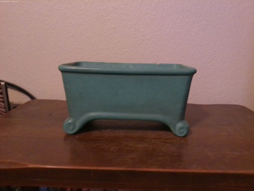 Vintage Arts & Crafts Matt Green Pottery Oblong Window Box Planter