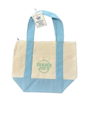 Trader Joe's Pastel Mini Canvas Tote Bags 2025 LIMITED EDITION  - Blue
