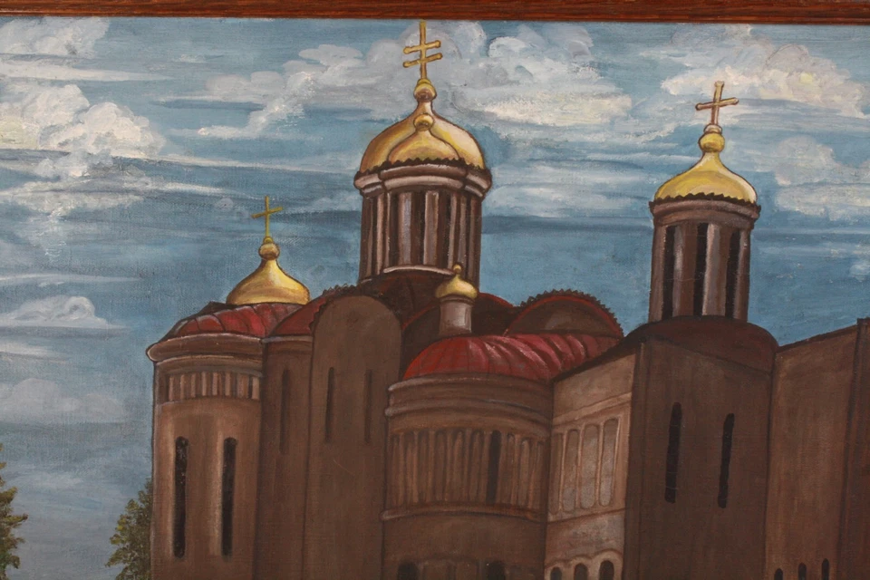 Pintura al óleo iglesia rusa firmada R Marcos Foto 3 de 4