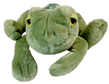 Vintage Dakin Green Spotted Frog Plush Stuffed Animal Yellow Eyes 1985