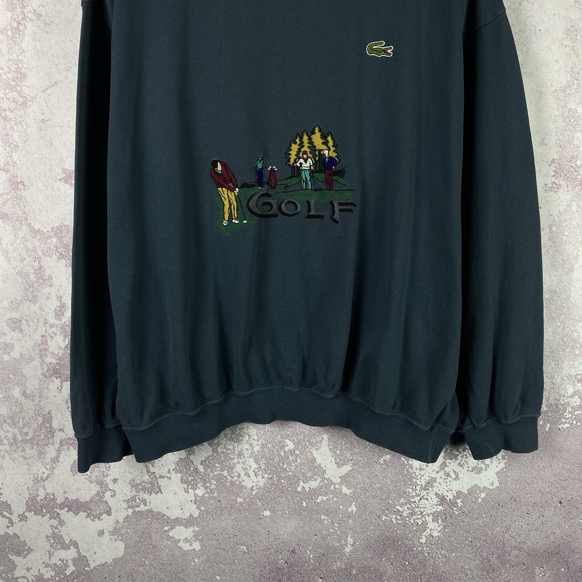 Vintage 90s Lacoste Golf Sweater Y2K Long Sleeve Big Logo