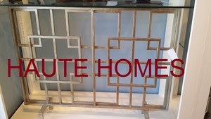New Horchow Dominic Square Silver Flat Panel Iron Fireplace Screen