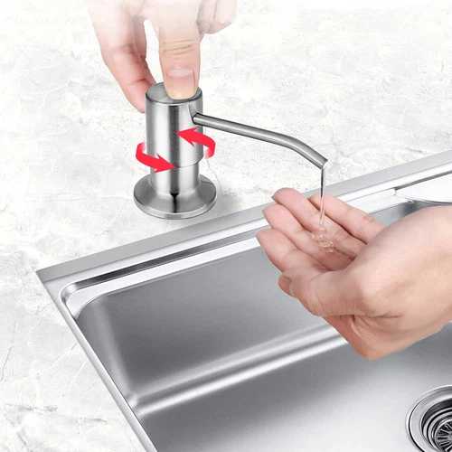 360°Sink Soap Dispenser Kitchen Stainless Steel Hand Liquid Pump Bottle Tube Kit - Picture 5 of 7