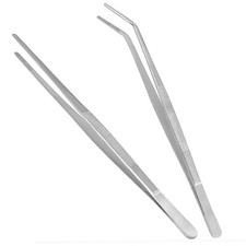 2 Handy 18" Inch Extra-Long Tweezers Instruments Straight  Angled Tip Tweezers