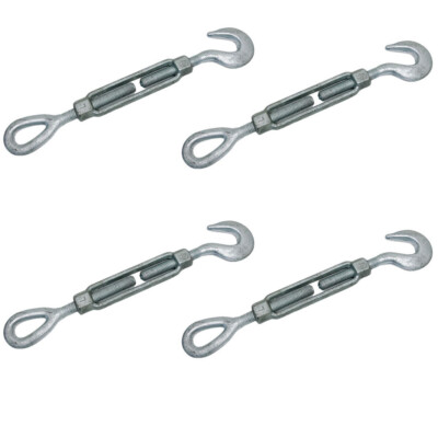4 Pc 3/4'' x 6'' Hook Eye Galvanized Turnbuckle Pulley Drop Forged 3,000 Lbs WLL