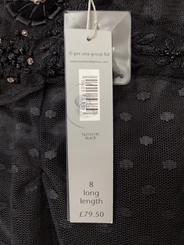 Marks Spencer Per Una Black Sequin Spotted Mesh Maxi Dress Formal Size 8 Tall - Picture 5 of 9