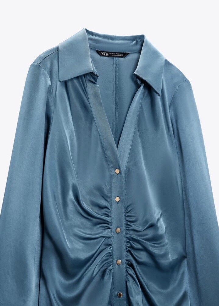 pleated satin effect shirt zara
