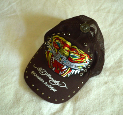 ED HARDY BY CHRISTIAN AUDIGER TRUCKER CAP RARE TIGER PATTERN 100 