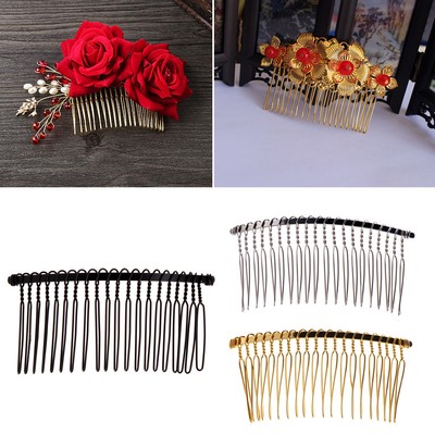 3 X Diy Blank Metal Hair Clips Wedding Side Comb 20 Teeth Bridal